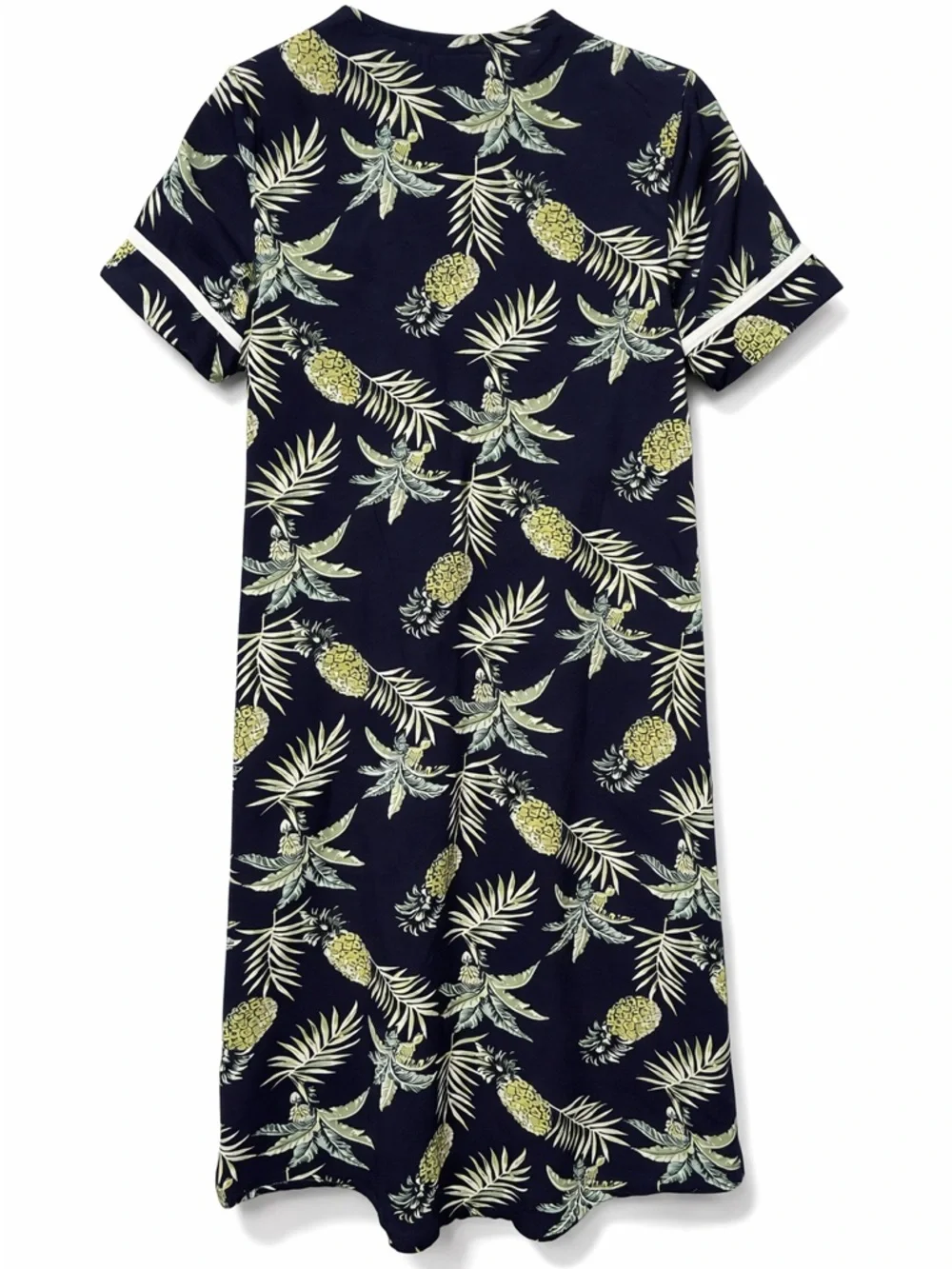 Ekouaer Tropical Pineapple House Dress Muumuu Snap Front Pockets Cotton Small - Picture 2 of 5
